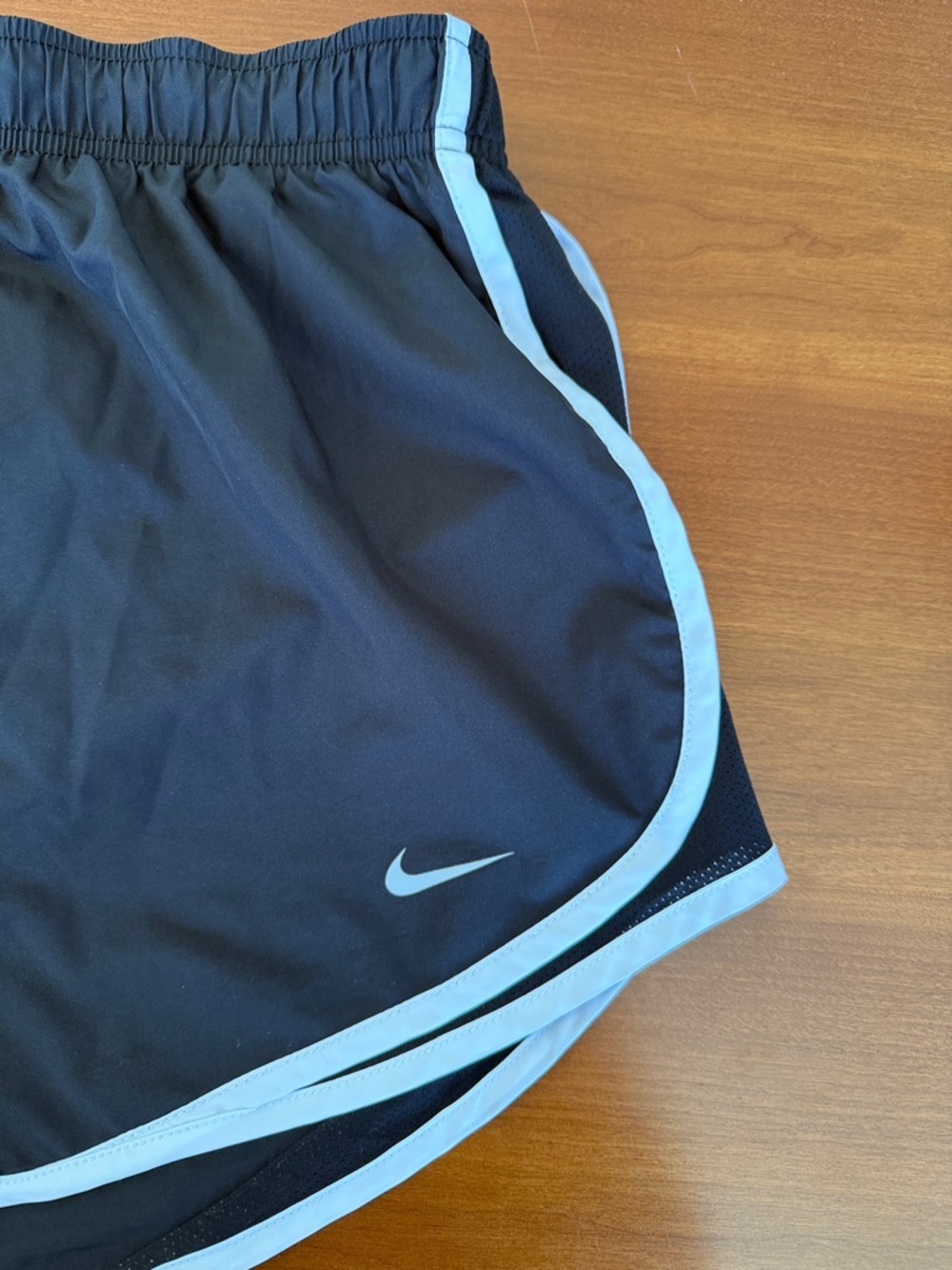 Nike Women's Black Athletic Shorts with White Trim - Picture 3 of 3